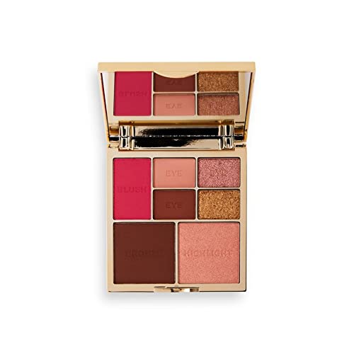 Revolution Pro, True Love Augen & Gesicht Palette, Gesicht Blusher/Bronzer/Highlighter, x4 Lidschatten-Pfännchen, 7 Pfännchen, mattes & schimmerndes Finish, mittlere - dunkele Hauttöne