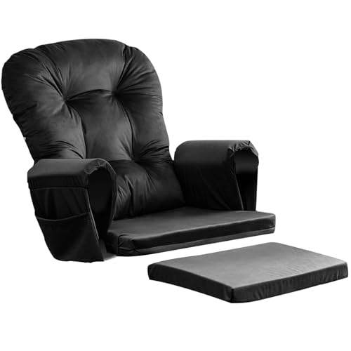 Osunnus 5PCS Velvet Glider Rocker Replacement Cushions, Black