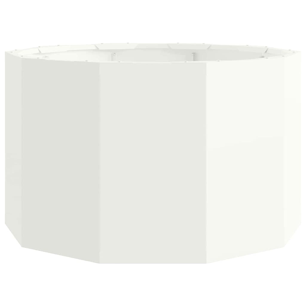 Donica Biały 60 x 60 x 35 cm Stal Okrągła Ogrodowa na Zewnątrz Trwała Stalowa Donica na Kwiaty z Łatwym Montażem Stylowy Pojemnik na Rośliny na Taras Balkon Ogród