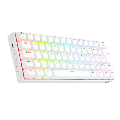 Redragon TECLADO MECANICO GAMER DRACONIC PRO RGB BRANCO SWITCH AZUL ABNT2
