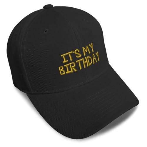 Speedy Pros Baseball Cap Its My Birthday Gold Embroidery Acrylic Dad Hats for Men & Women Strap Closure Black Design Only
