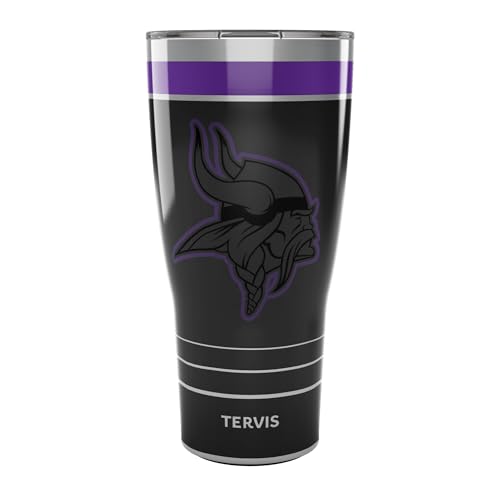 Tervis Traveler NFL Minnesota Vikings - Night Game Triple Insulated Tumbler Travel Cup Keeps Drinks Cold & Hot, 30oz, Stainless Steel