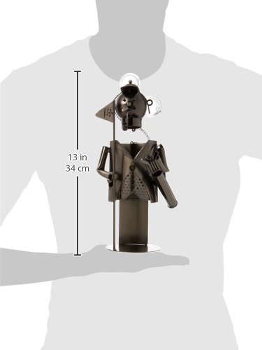 WINE BODIES Player with Golf Club Metal Wine Bottle Holder, Charcoal