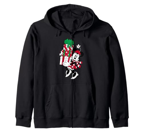 Minnie Mouse Hoodie de Noël - Vêtement Disney Femme avec Capuche et Zip