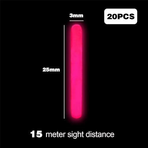 MagiSel Angelglowsticks-Set (20er Pack), 20 Stück Rosa-20PCS Leuchtstäbe für Angelruten, Posen, Rutenspitzen, Nachtangeln