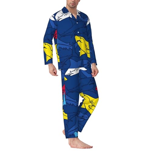 Men'S Pajama Set 2 Piece Loungewear Pjs, Long Sleeve With Pajama Pants-Colored Hearts3