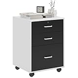 soges Archivador móvil de 3 cajones, Armario de archivador rodante, Armario de Oficina con Pedestal, Moderno para...