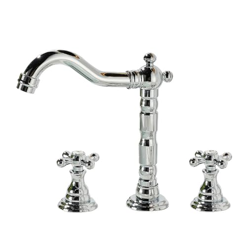 Robinet vasque 3 trous rétro en laiton doré double commande pour votre routine matinale