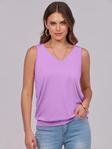 Image of ANRABESS Women Tank Tops Summer V Neck Sleeveless Casual Loose Fit Cute Cami Basic T Shirts Solid Tees 2026 Trendy Outfits