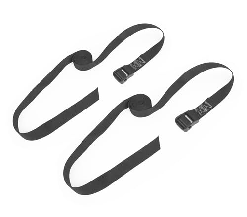 PowerTye Special Edition Lashing Straps 1.5in x 8ft Black Cam Buckle Continuous Loop Strap (no Hooks), Made in USA Motorcycle, ATV, Cargo, Coolers and RV Battery 300 lb W.L.L., Black (2-Pack)