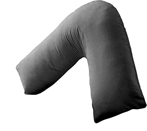 Bilmasee 300 Thread Count 100% Cotton Sateen Plain V-Shaped Pillowcase, COLOR PEBBLE GREY, LARGE SIZE, 84CM X 34CM