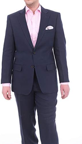 Arthur Black Men's Classic Fit Solid Navy Blue Two Button 100% Linen Suit
