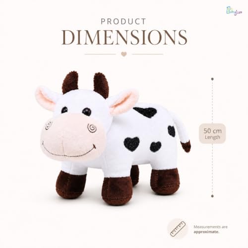 Image of Daisy Cow Soft Toy (50CM) Cartoon White - Brown Plush Stuffed Animal| Baby Plush Toy Stuff Toy| Cute Cuddly Dino Teddy for Kids and Babies | Huggable Soft Toy Birthday Gift for Boys and Girls Kids