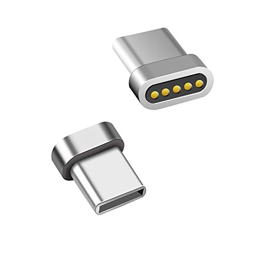 Magnetisk USB typ C adapter, LAMA 2-pack magnetisk typ C-kontakt för LAMA magnetisk laddningskabel silver, endast adaptrar