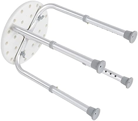 Shower Stools for Elderly, Shower Stools To Sit On Folding Shower Seat Plastic Seat For Shower, Round Shower & Bath Stools Aluminum Alloy Non-Slip Shower Chair, 7 Holes Height Adjustable 37-52.5cm