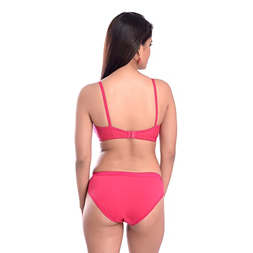 Image of PIBU-Net Bra Panty Set Lingerie Set Full Coverage Non-Padded Non-Wired Honeymoon Set(Pack of 2)(Color -Pink,Black) Model No:123