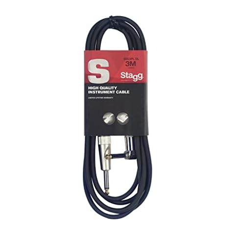 Stagg 3m Angled Guitar Cable in Black Cover