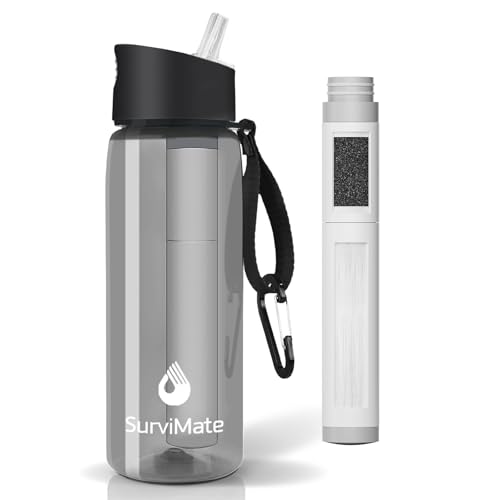 SurviMate 5-Stage 0.01μm Ultra-Filtration Filtered Water Bottle, BPA-Free Material, NSF/ANSI 42&372...