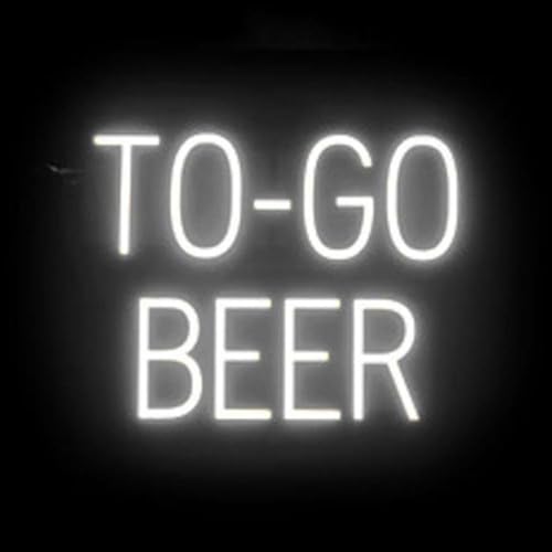 Image of SpellBrite LED Neon TO-GO BEER Sign for Business - White, 20 inch x 15 inch | Ultra-Bright Click-Together Signage for Bars & Restaurants, with Visibility from 500 ft - 8 Animations, 6 Brightness Levels