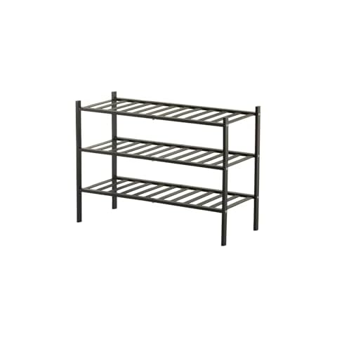 Bamboo Shoe Rack 3 Tier - Premium Stackable Shoe Organizer for Entryway, Living Room, Closet, Hallway, Bathroom, Balcony, Durable Shoe Shelf Holder for Neat Shoe Storage, Standing Shoe Racks (black) Cover