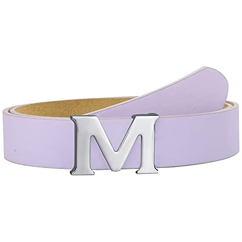 taffeta alley Womens Belts for Jeans Dress, Leather Belts for Women with Letter M Plate Pin Buckle Purple Belt Cover