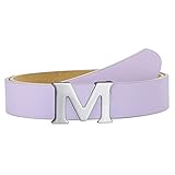 taffeta alley Womens Belts for Jeans Dress, Leather Belts for Women with Letter M Plate Pin Buckle Purple Belt