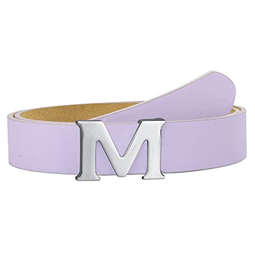 Women Belt For Dress，Leather Belts for Women with Letter M Plate Pin Buckle