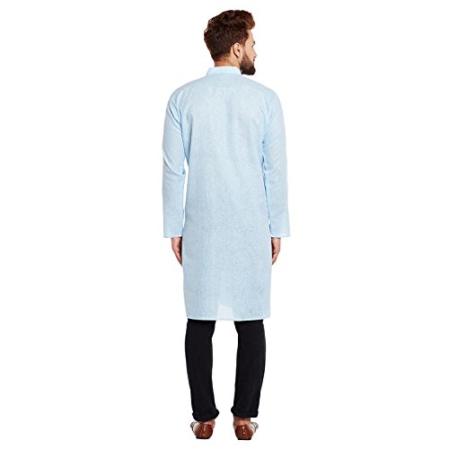 Image of SOJANYA (Since 1958 Men's Sky Blue Cotton Linen ONLY Long Kurta