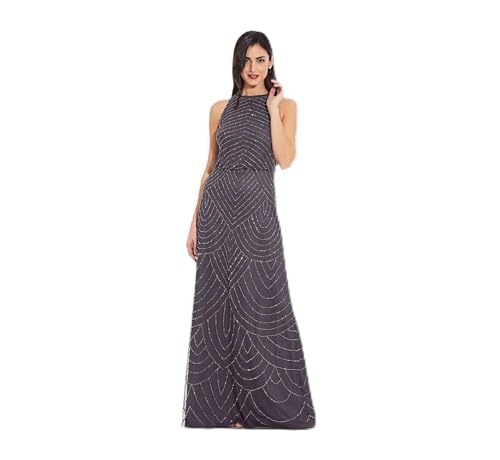 Image of Adrianna Papell Womens Halter Blouson Beaded Gown