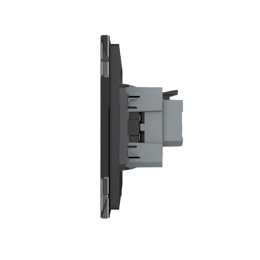 Livolo Dimmer Lichtschalter mit Steckdose Glasrahmen Touchscreen VL-C701D/VL-C7C1EU-12 Schwarz Touch Bedienfeld für Unterputz