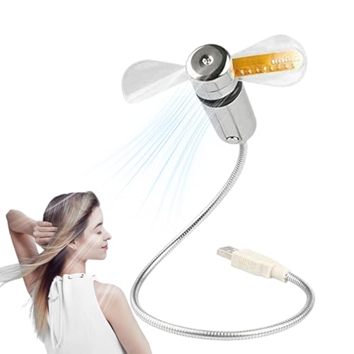 Ventilador USB portátil - Ventilador USB con reloj LED e indicador - enfriador de aire silencioso con ángulo de inclinación ajustable y función plegable para escuela, estudiantes, viajes, dormitorios