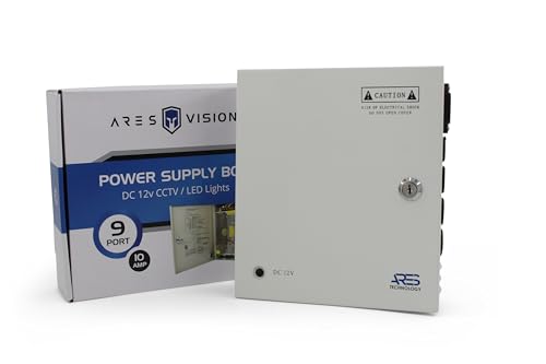 Ares Vision 9 Channel/Port 10 AMPS 12V DC Power Supply Box Individually Fused for CCTV LED and All 12v DC Devices. Includes Screw Drivers & Extra fuses