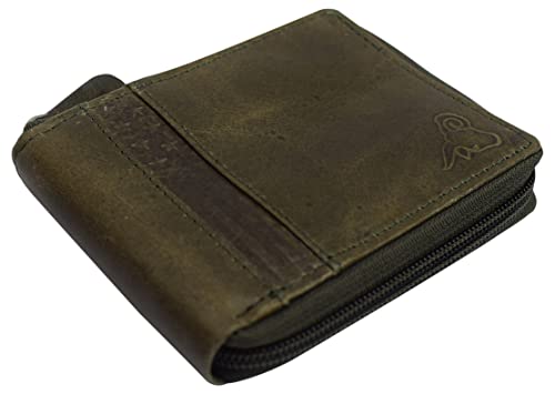 Mens RFID Blocking Wallets Zipper Leather Wallet for Men Bifold RFID Card Holder USA (Green)4