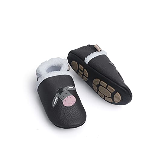 Chaussons cuir souple antidérapants Liya's #399 bébé garçon et fille pour premiers pas