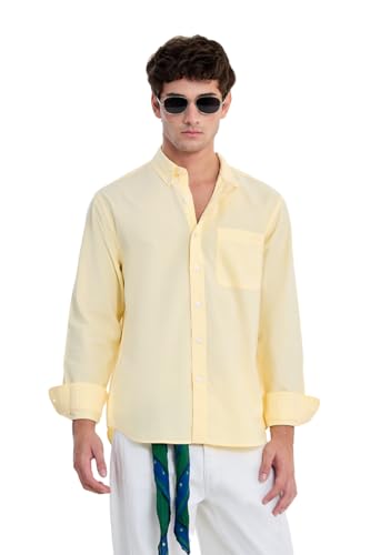Image of SNITCH Men Formal Shirt | Regular Fit Long Sleeve Button-Down Collar Solid Style | 100% Cotton & Breathable Oxford Fabric for Office, Special Events & Smart Casual Wear