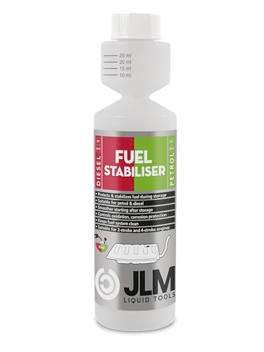 JLM Kraftstoffstabilisator für Benzin & Diesel 250 ml - Schützt vor Kraftstoffverfall, verhindert Ablagerungen, optimiert die Motorleistung und sorgt für zuverlässigen Betrieb – J03125