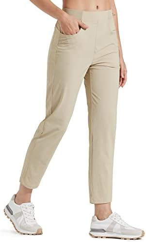 Libin Women’s Golf Pants Quick Dry Hiking Pants Lightweight Work Ankle Dress Pants for Women Business Casual Outdoor, Khaki M