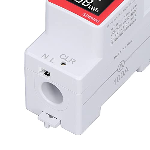 Image of AC Energy Meter, AC 50-300V 0-100A Digital Single Phase Electric Energy Monitor Clearable, Din-Rail Mounted Multimeter - Current, Voltage, Active Power, kWh