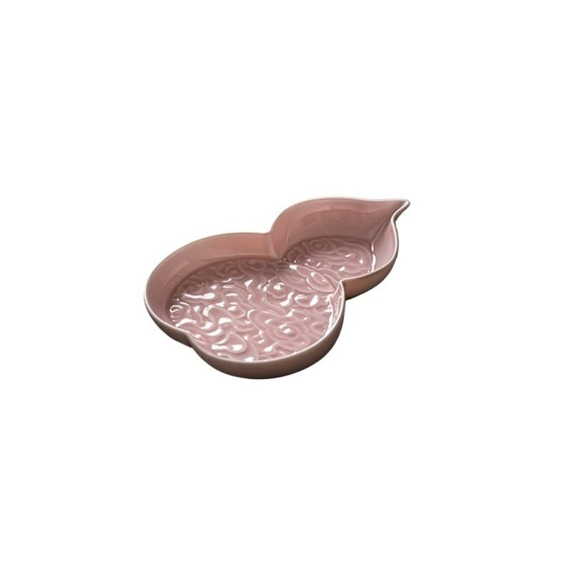 Bandeja de cerámica para Servir té, Bandeja roja para Pasteles, Bandeja Ligera de Lujo para Frutas, Soporte para ollas de Estilo Chino, bandejas para Preparar té en seco para Comer en el Regazo (B)