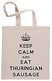 thuringia porcelain De calidad superior Keep Calm And Eat Thuringian Sausage Borse per La Spesa Riutilizzabili Shopping Bag Beige