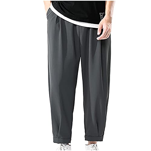 GMGM Hommes Pantalon Sarouel Cordon Hippie pantalon droit de style ethnique jambe large neuvième pantalon Homme Baggy Sarouel avec Entrejambe Bas DéContracté avec Poches Pantalon Cover