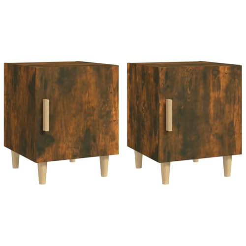 Table de chevet chêne fumé lot de 2 meuble de nuit 40x40x50 cm - 2