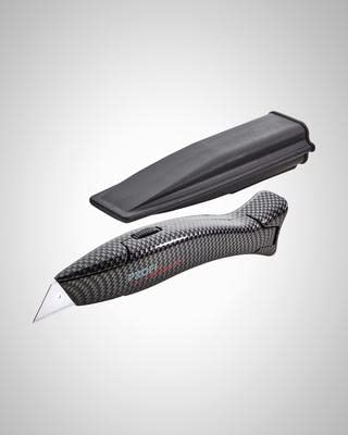 Profiline Verlegemesser Mit Carbon-Optik und Köcher, Profi Teppichmesser, Fußbodenmesser, Bodenlegermesser,