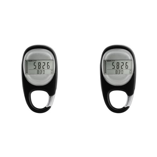 Fivetwofive 2X Podómetro para Caminar, Podómetro Portátil para Caminar, Contador de Pasos 3D, Rastreador de Pasos Electrónico Simple con Mosquetón