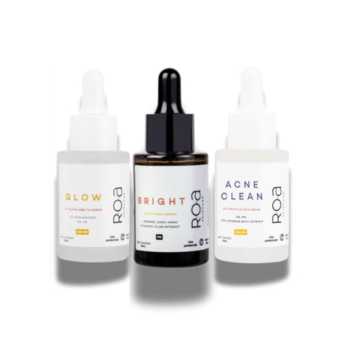 Image of R.O.A Skincare face serum trio for Skin Texture Repair and improved Barrier Health | Power of 15 active ingredients in 3 face serums for youthful glow and improved texture