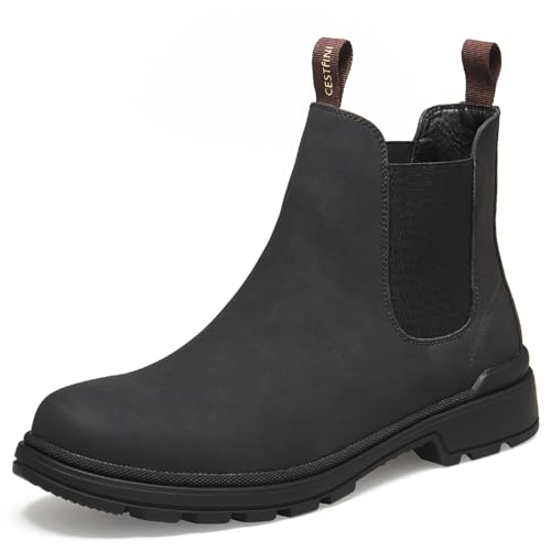 Cestfini Mens Slip On Chelsea Boots, Winter Work Hiking Ankle Booties For Men Comfortable and Lightweight