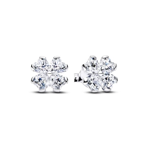 Boucles d'oreilles trèfle argent 925 pierres cœur chance femme