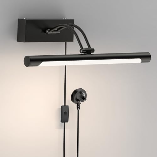 LABOREDUCER Plug in Picture Light for Wall Black,36cm Night Light LED Wall Sconces for Pictures,Dart Board Lights Wall Lights for Dartboard Mirror Frame Gallery (Black)