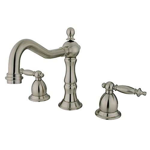 Free Shipping Offer Kingston Brass KS1978TL Heritage Widespread Lavatory Faucet, Brushed Nickel