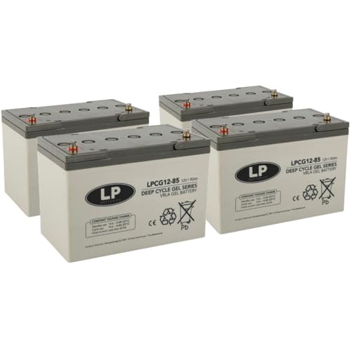 Batería de gel de plomo, 4 unidades, 12 V, 90 Ah, compatible con silla de ruedas, E-Mobil Seniorenmobil etc.